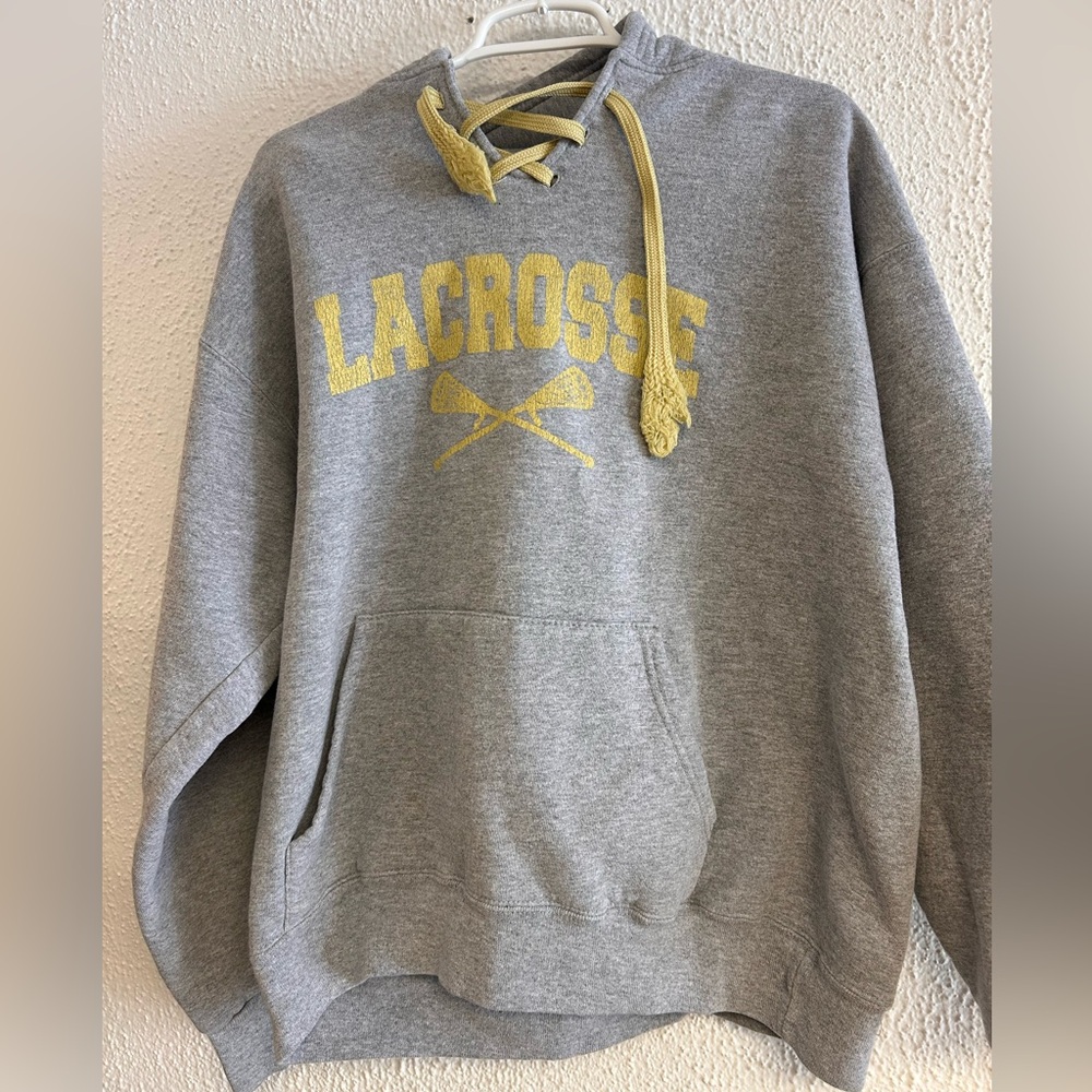 Eagle USA‎ Heavy Yellow and Grey Lacrosse sweatshirt Sz Large Perfect